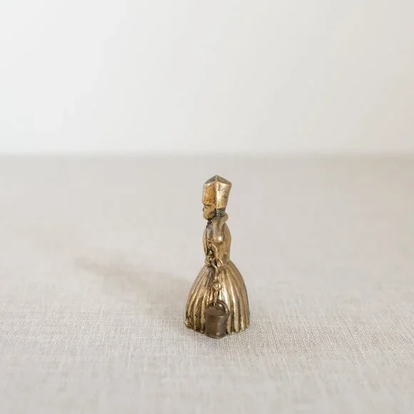 Vintage Brass Bell Water Carrier Figurines Pair Collectible - Picture 9 of 11